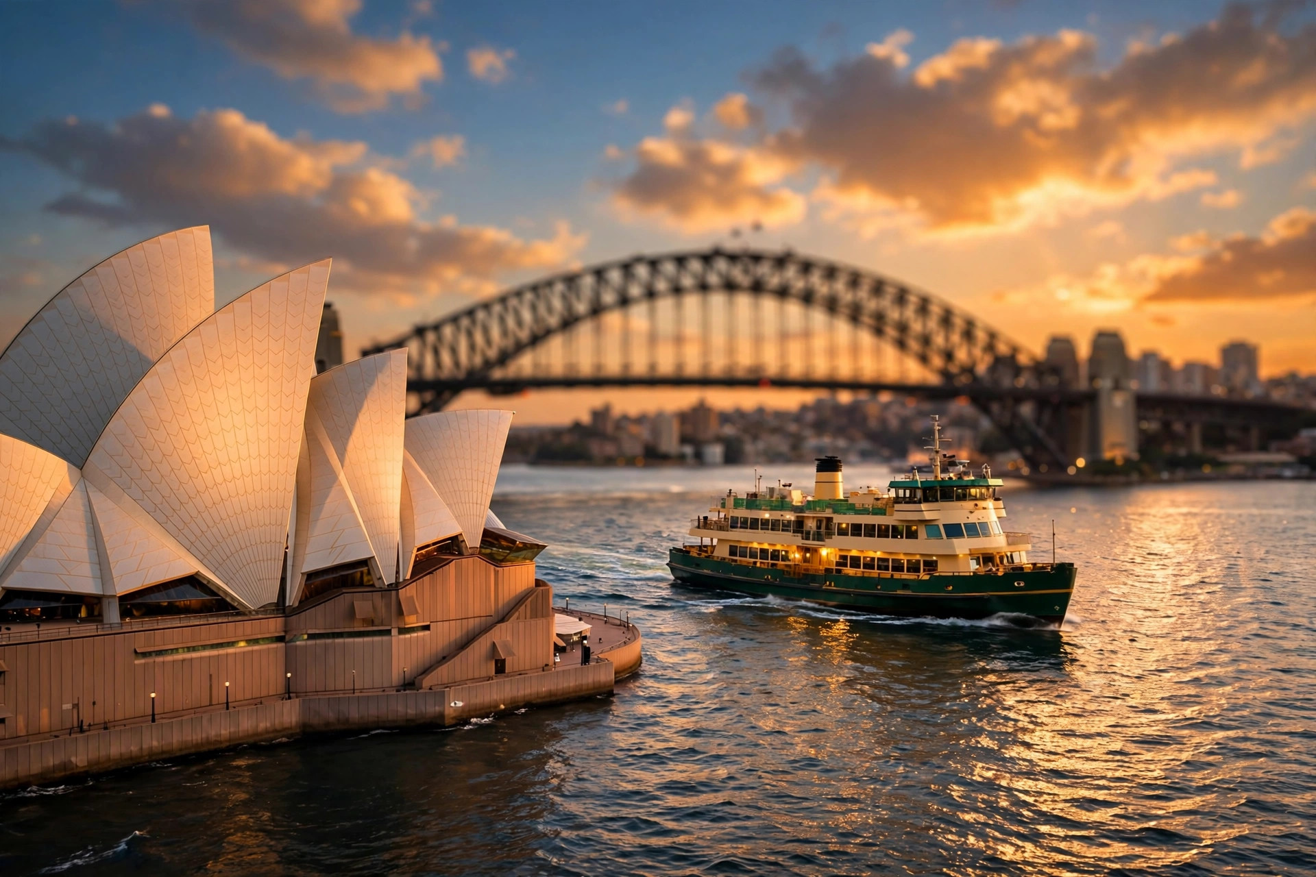 Australia Travel Itinerary 2 Weeks 10 Sydney Harbour with the Sydney Opera House at golden hour