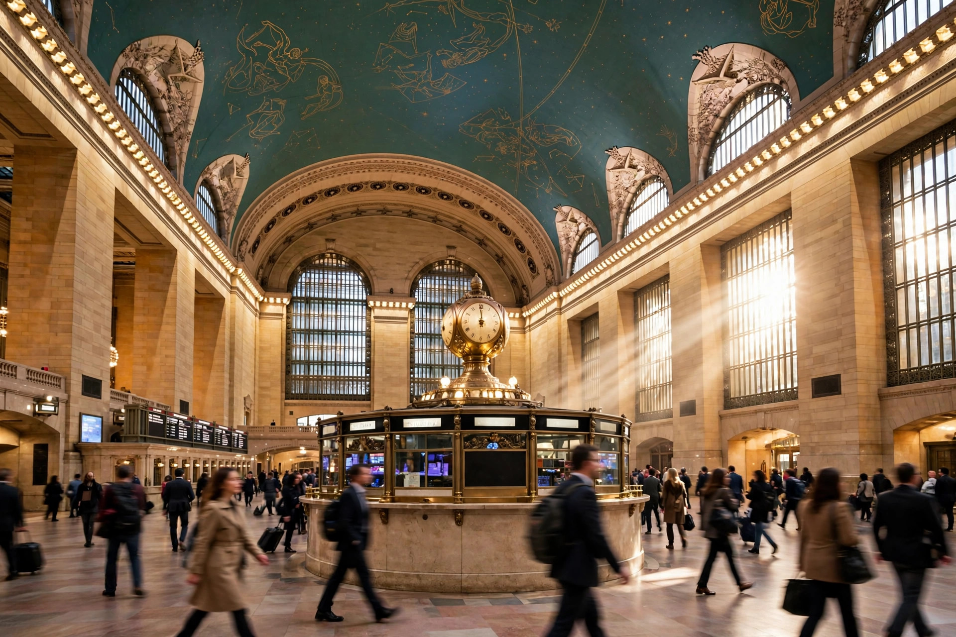 Grand Central Terminal main concourse with the iconic golden clock