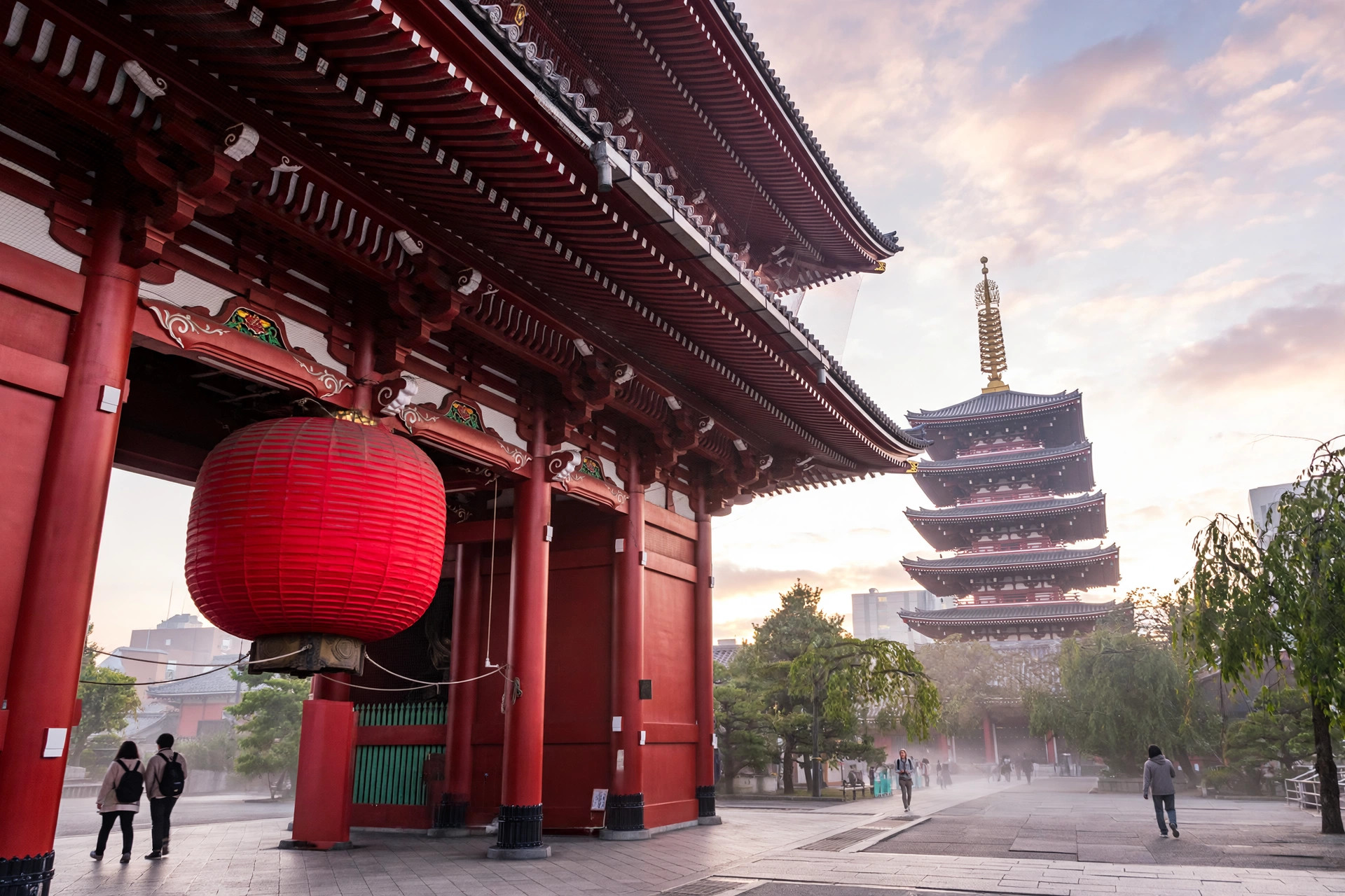 Itinerary 3 Days Tokyo 10 Senso-ji Temple and five-story pagoda in Asakusa, Tokyo at sunrise