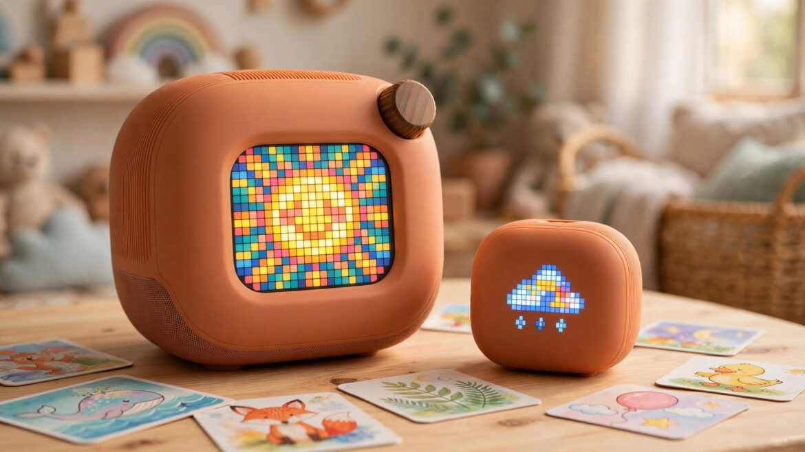 Yoto Player vs Mini side by side comparison on nursery table
